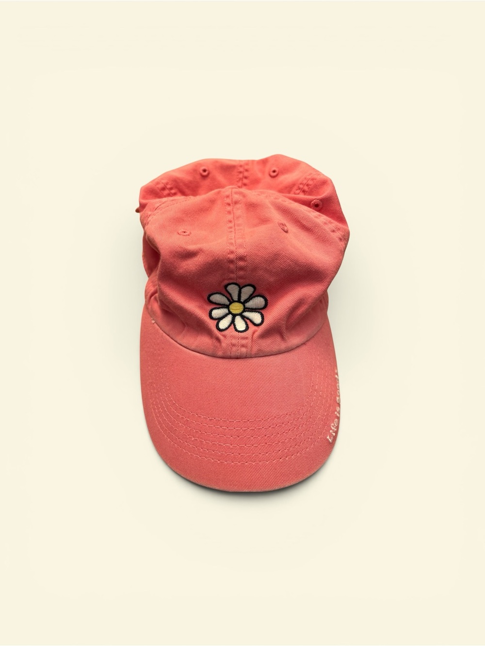 Life Is Good! Pink Daisy Embroidered Baseball Hat